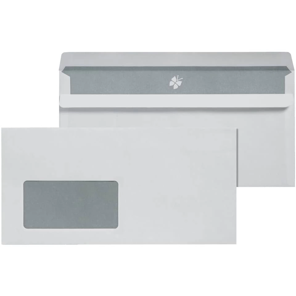 Briefumschläge DIN lang (220x110 mm), mit Fenster, selbstklebend, 72 g/qm, 1.000 Stück
