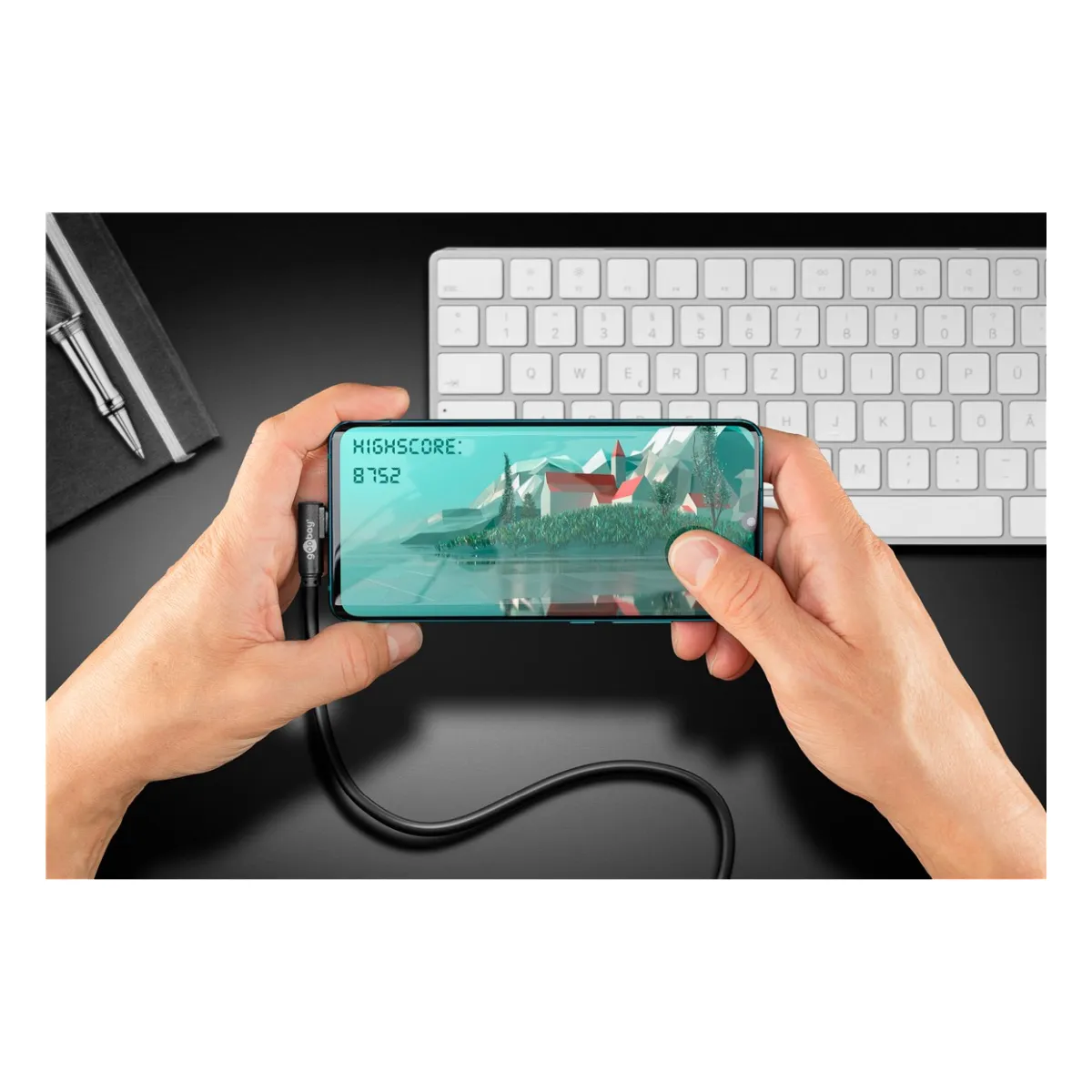 Goobay USB-C™ auf USB A 3.0 Kabel 90°, schwarz