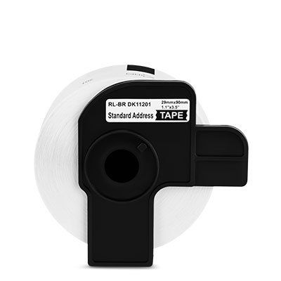 Ersatz-Etiketten DK-11201 schwarz auf weiß 29x90 mm