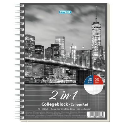 Collegeblock, DIN A5, Duo, 30 Blatt liniert / 50 Blatt kariert