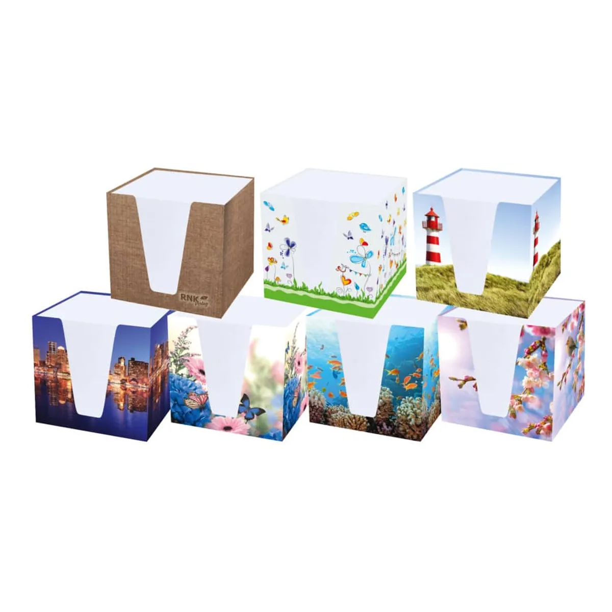 RNK Verlag Notizklotz Skyline - 900 Blatt, 70 g/qm, weiß, 92 x 92 x 92 mm