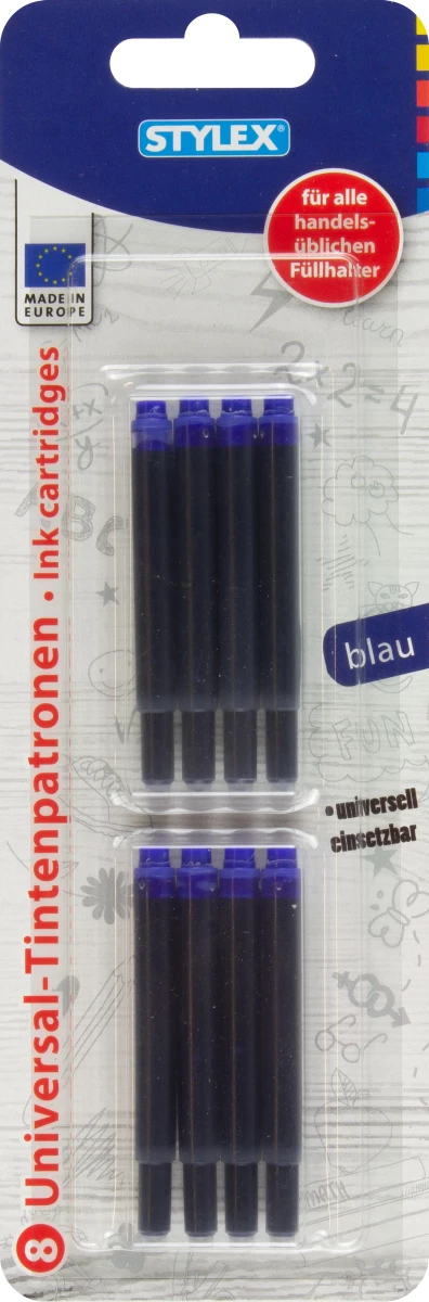 Stylex Universal-Tintenpatronen, blau, 8 Stück
