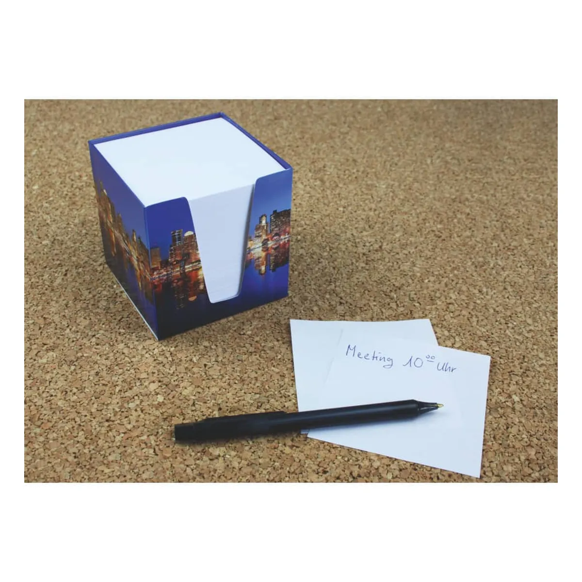 RNK Verlag Notizklotz Skyline - 900 Blatt, 70 g/qm, weiß, 92 x 92 x 92 mm