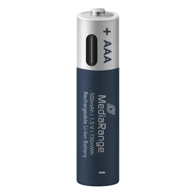 MediaRange wiederaufladbare USB-C Li-Ion Batterien, Micro AAA I 1.5V I 500mAh, 4-Pack