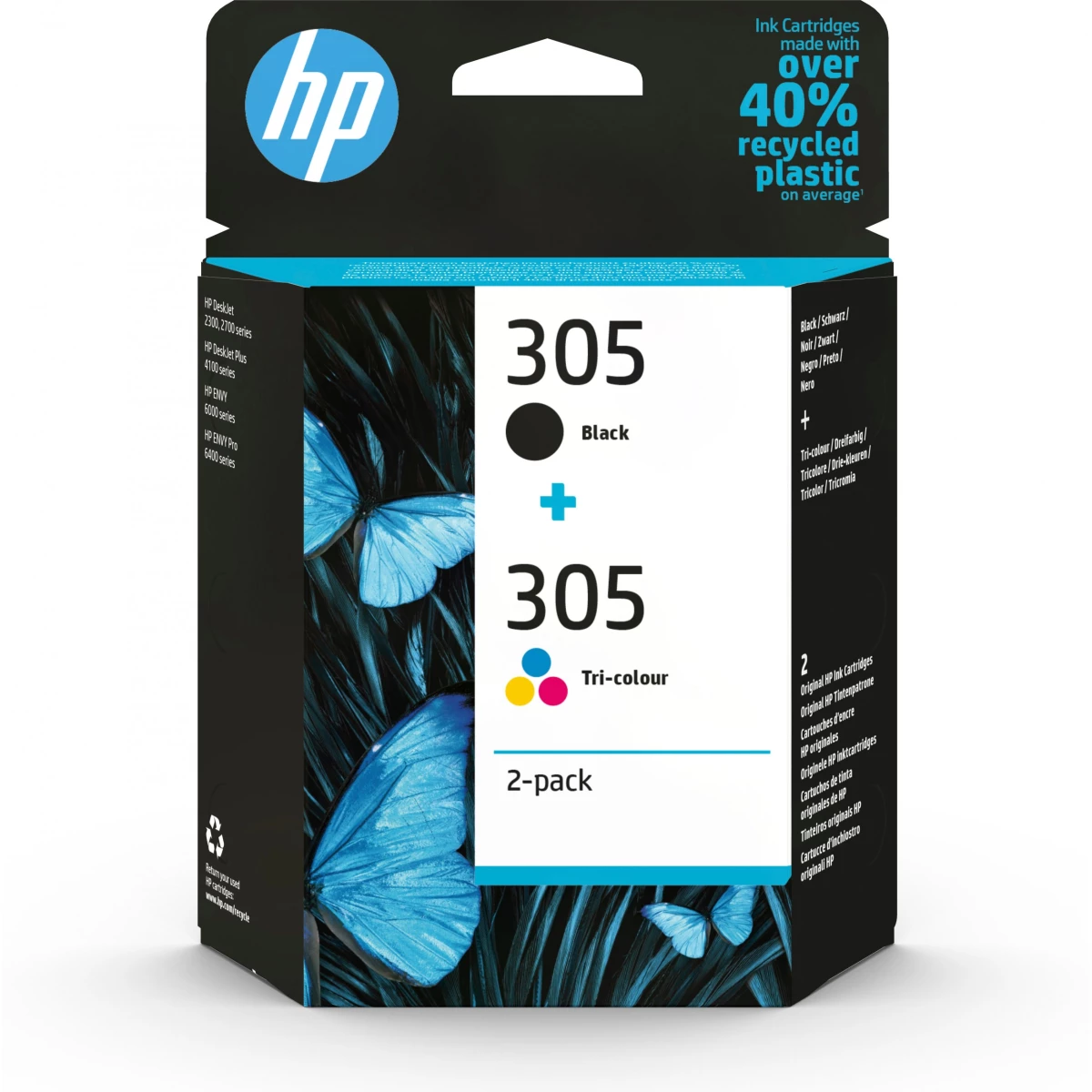Druckerpatronen MultiPack HP 305 schwarz cyan magenta gelb 4 ml | 120 Seiten (6ZD17AE)