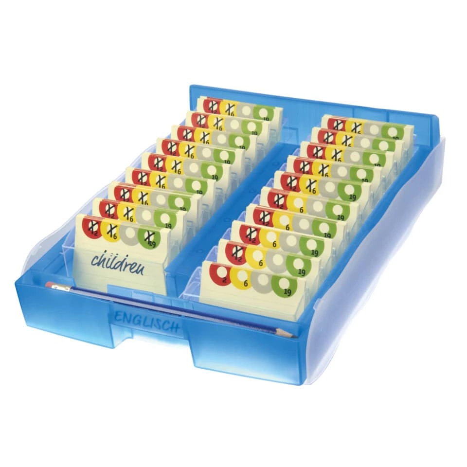 HAN Lernsystem CROCO 2-6-19 - A8 quer, für ca. 2000 Karten, blau-transluzent
