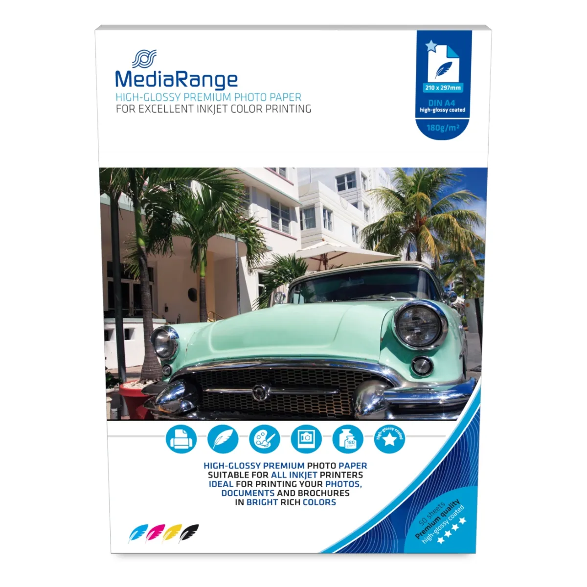 MediaRange Fotopapier, A4, 180g, 50 Blatt