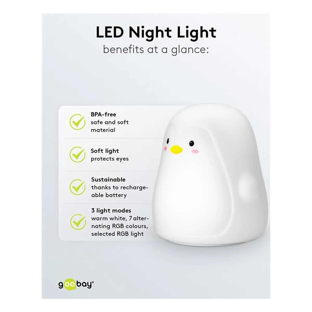 Goobay LED-Nachtlicht “Pinguin“