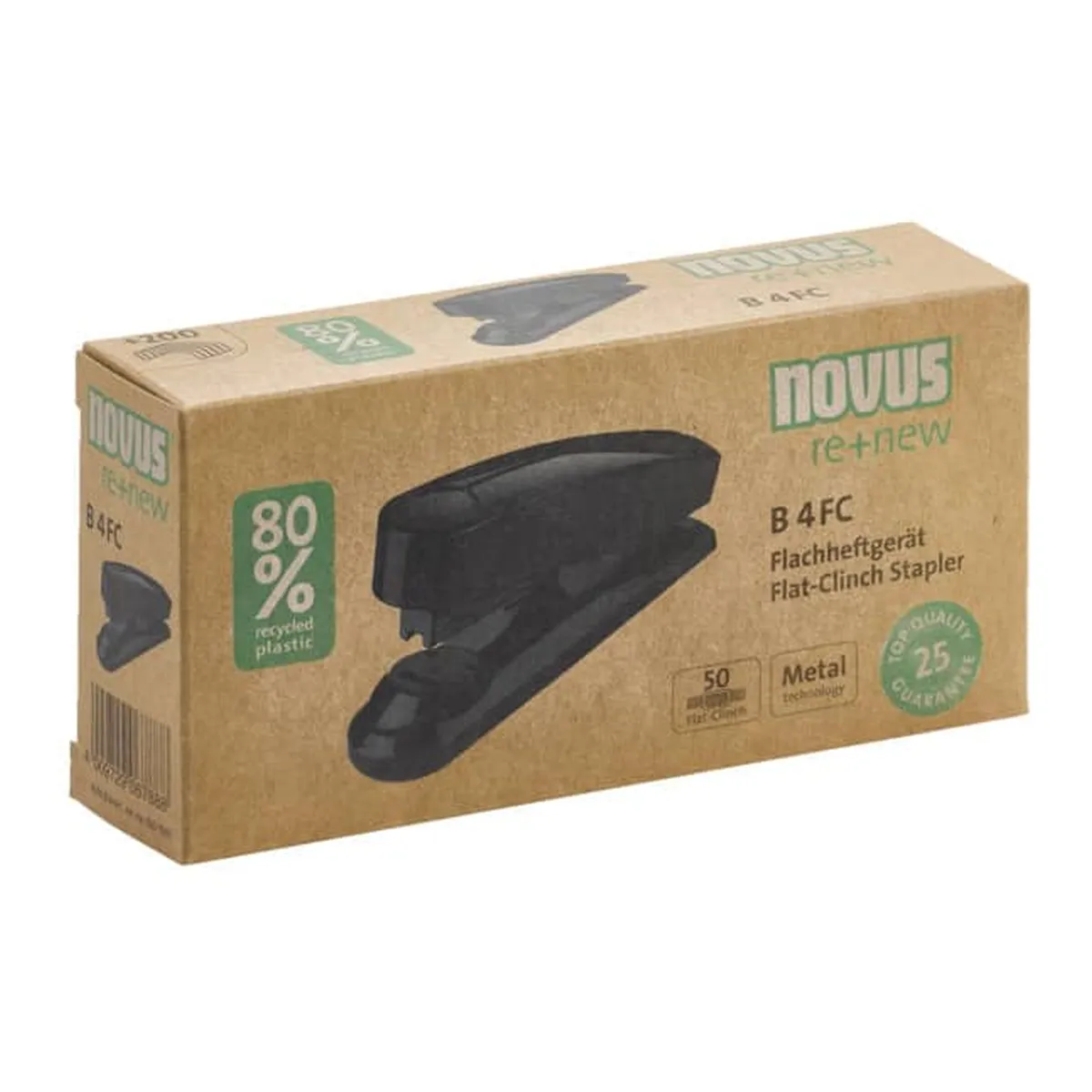 Novus Heftgerät B4FC re+new - 50 Blatt, schwarz, inkl. 200 Klammern