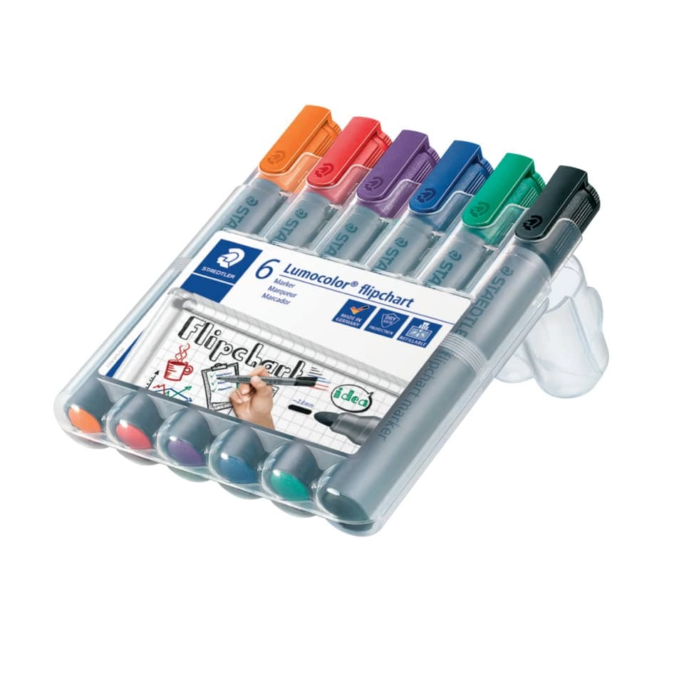 Flipchart-Marker Lumocolor® 356, nachfüllbar, 2 mm, STAEDTLER Box mit 6 Farben