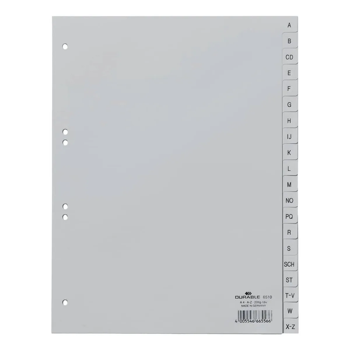 Durable Register - A - Z, PP, grau, A4, 20 Blatt