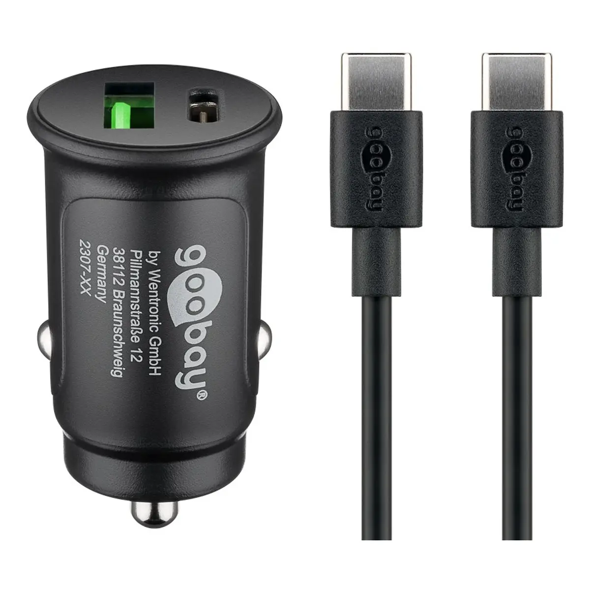 Goobay Dual-USB Auto-Schnellladeset USB-C™ (27 W)