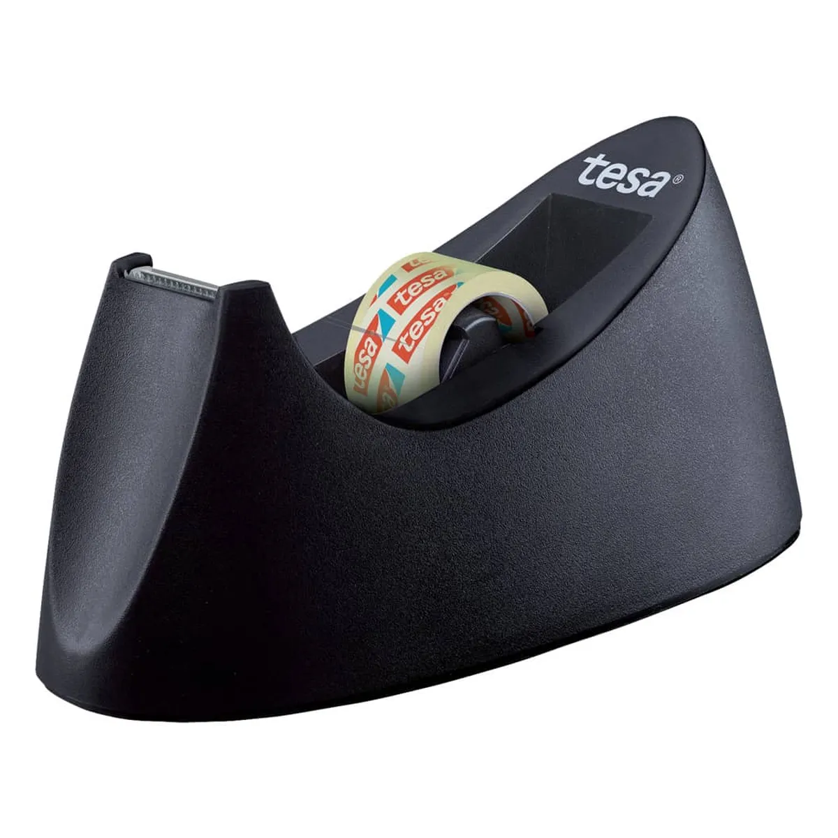 tesa® Tischabroller Easy Cut® Curve - für Rollen bis 33m : 19mm, schwarz