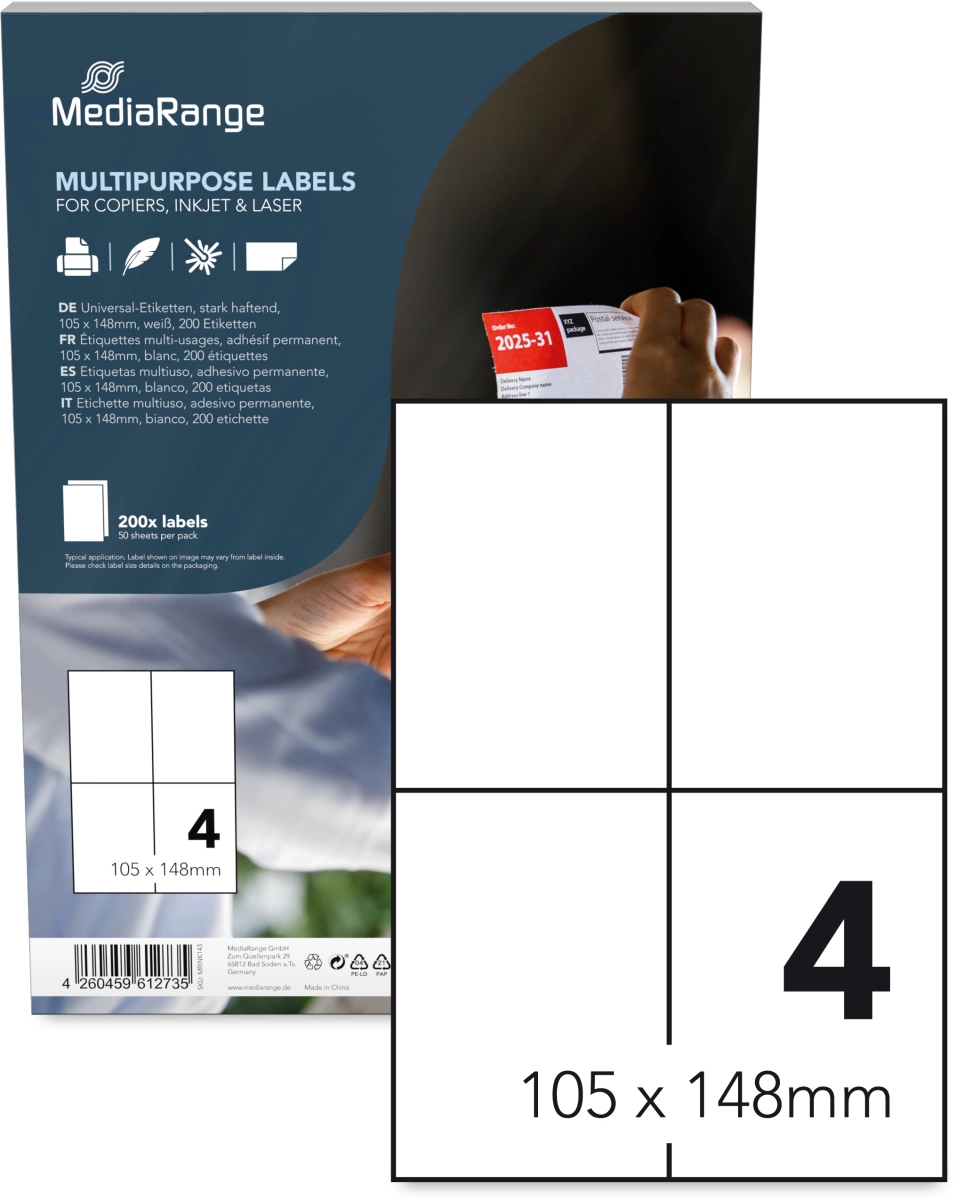 MediaRange Universal-Etiketten, 105x148 mm, 150 Stück