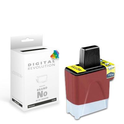 Alternative Reinigungspatrone Brother LC-900 Y / LC-47 Y in Gelb, 15,8 ml, von Digital Revolution, mit Verpackung im Hintergrund.