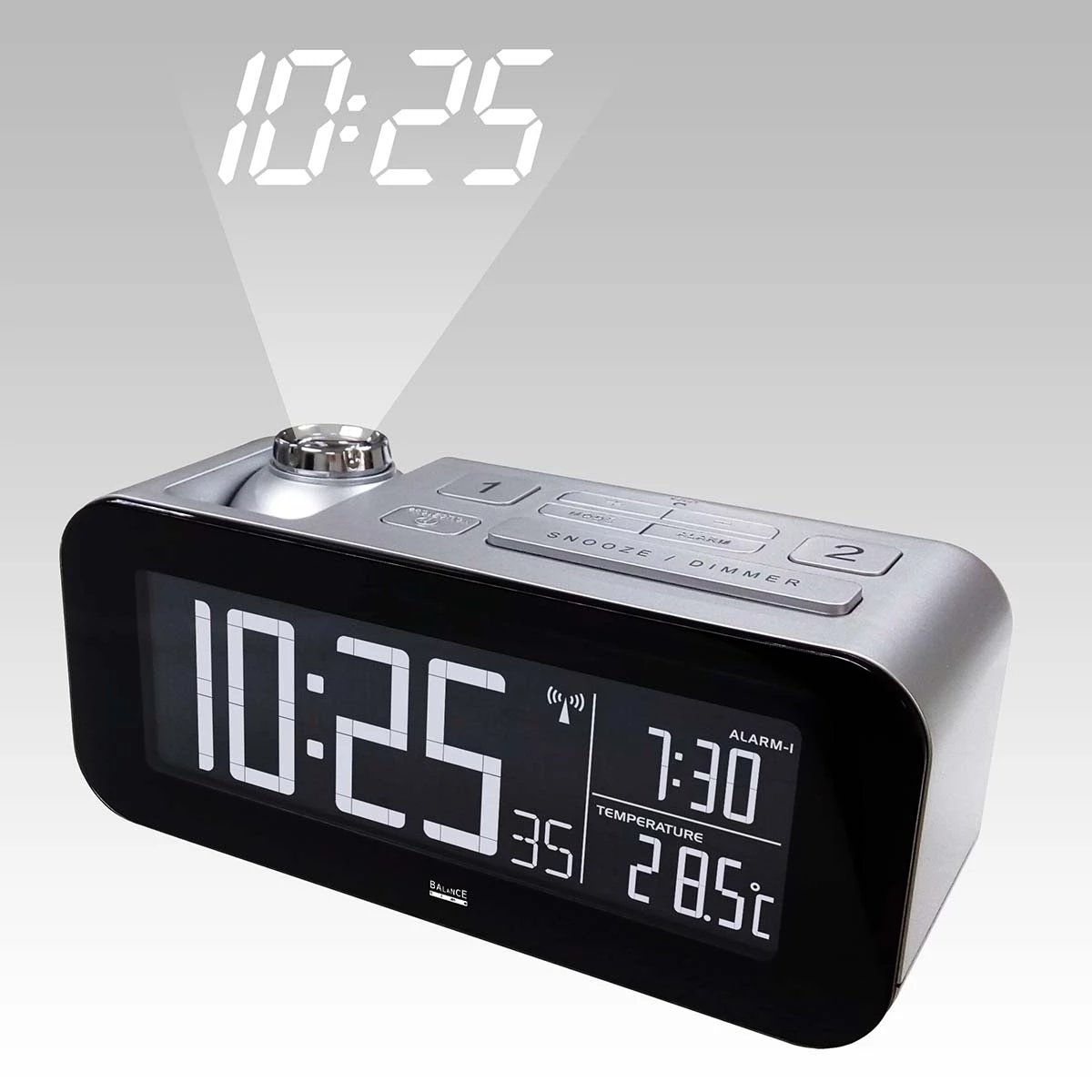 Balance Funkgesteuerter Wecker LCD Silber/Schwarz