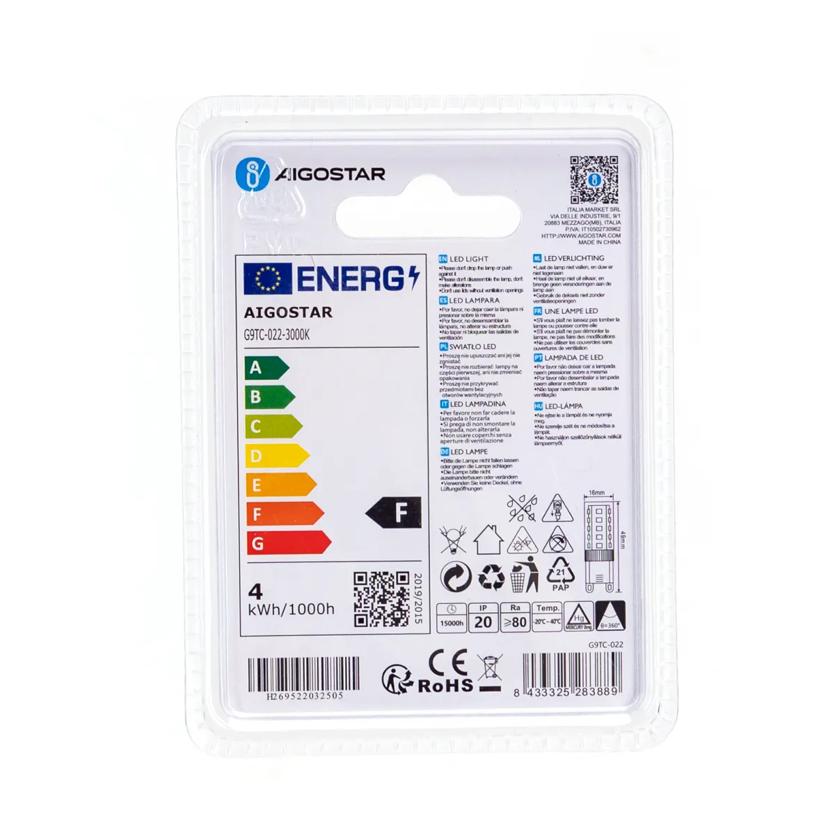 Aigostar LED 'Kompakt', 3.5W, G9 Aigostar LED 'Kompakt', 3.5W, G9