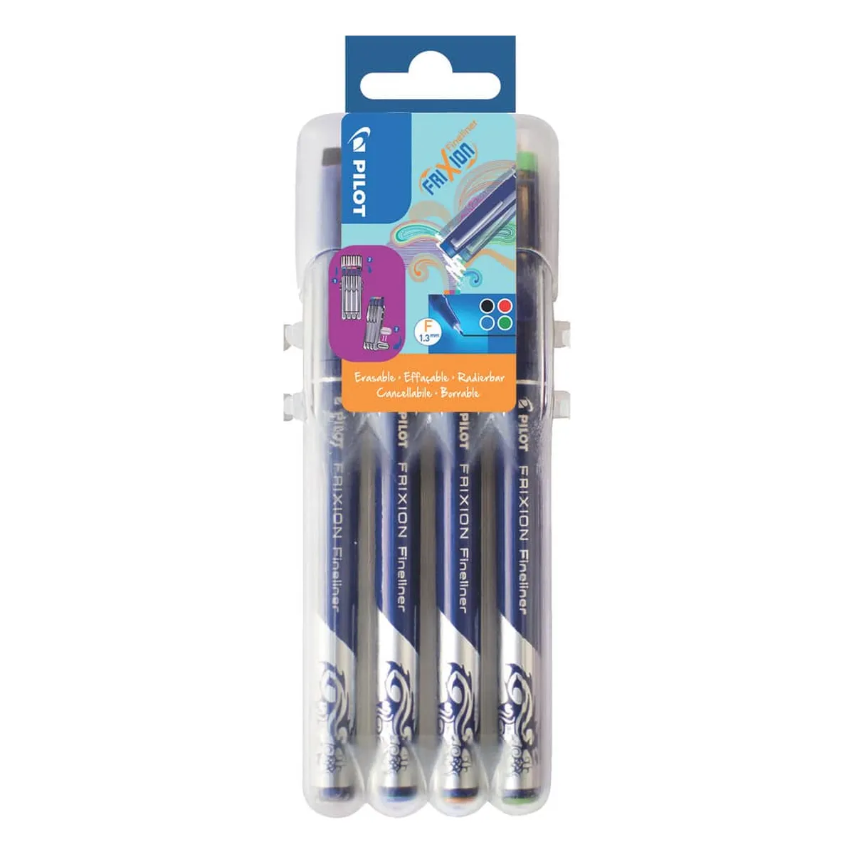 Pilot Fineliner FriXion - 0,45 mm, 4 Farben sortiert