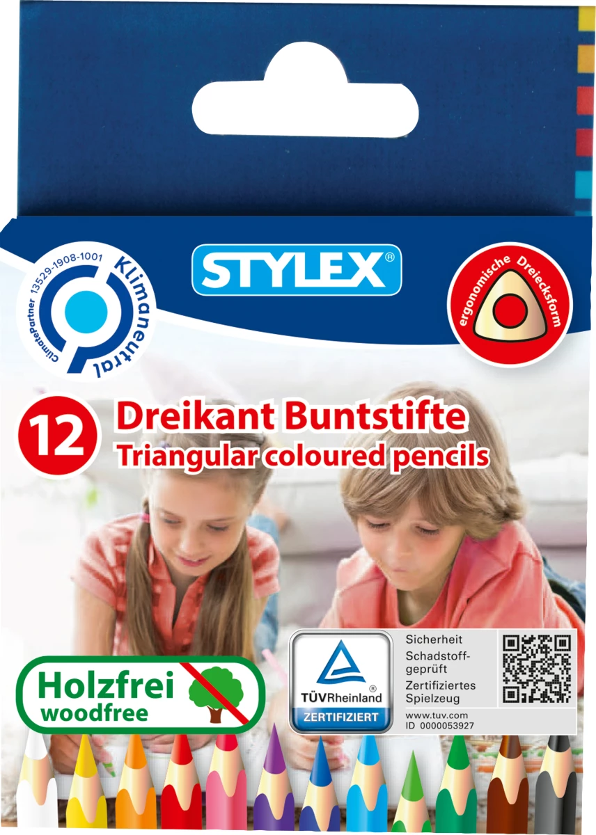 Stylex Buntstifte, Dreikant, kurz, 12 Stück