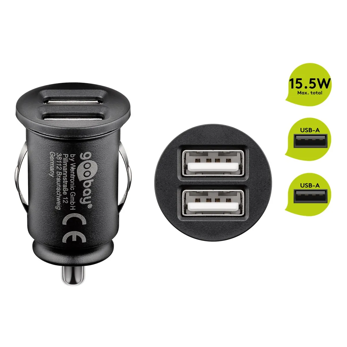 Goobay Dual USB-Autoladegerät 3,1 A
