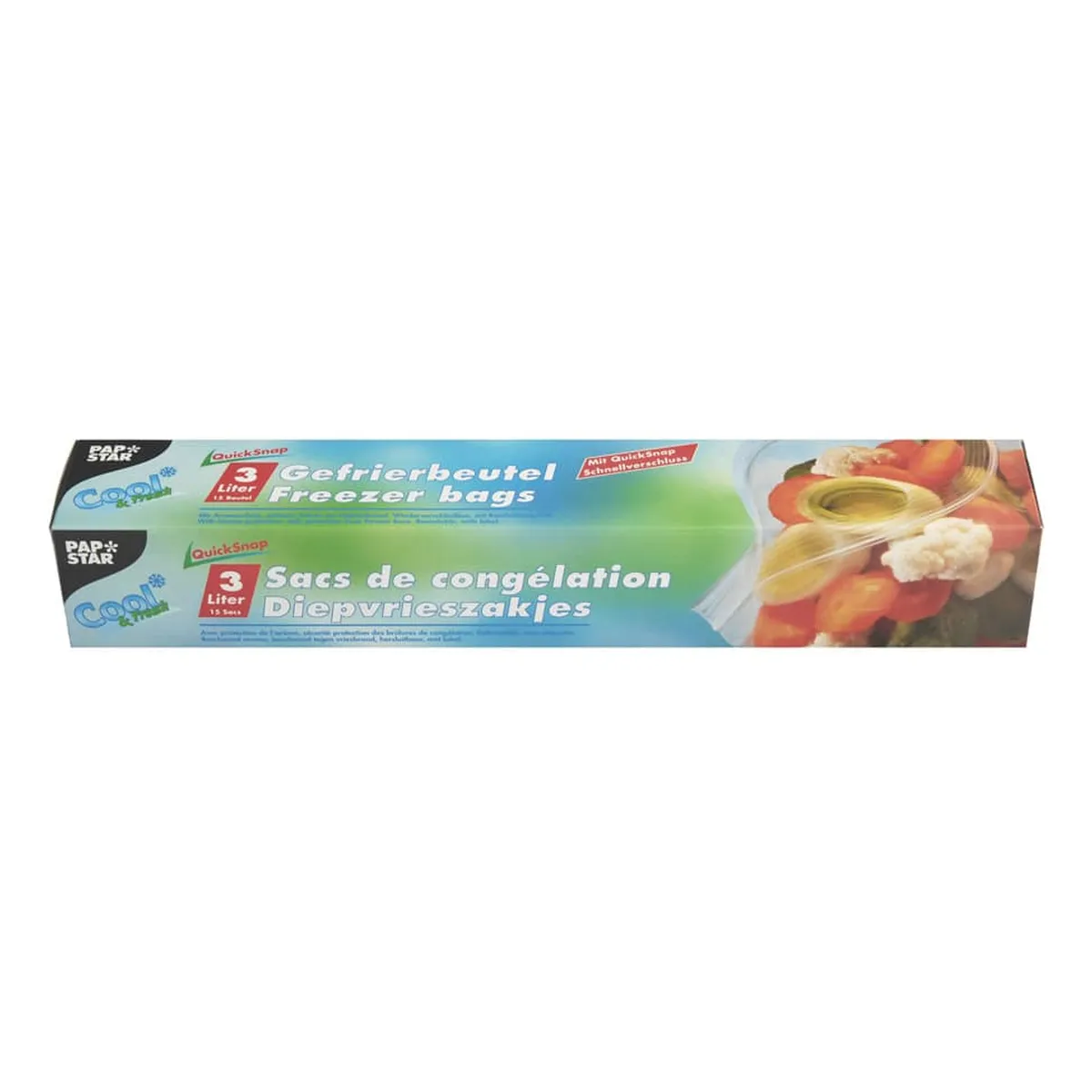 PapStar Gefrierbeutel mit Druckverschluss QuickSnap - 3 l, 15 Stück