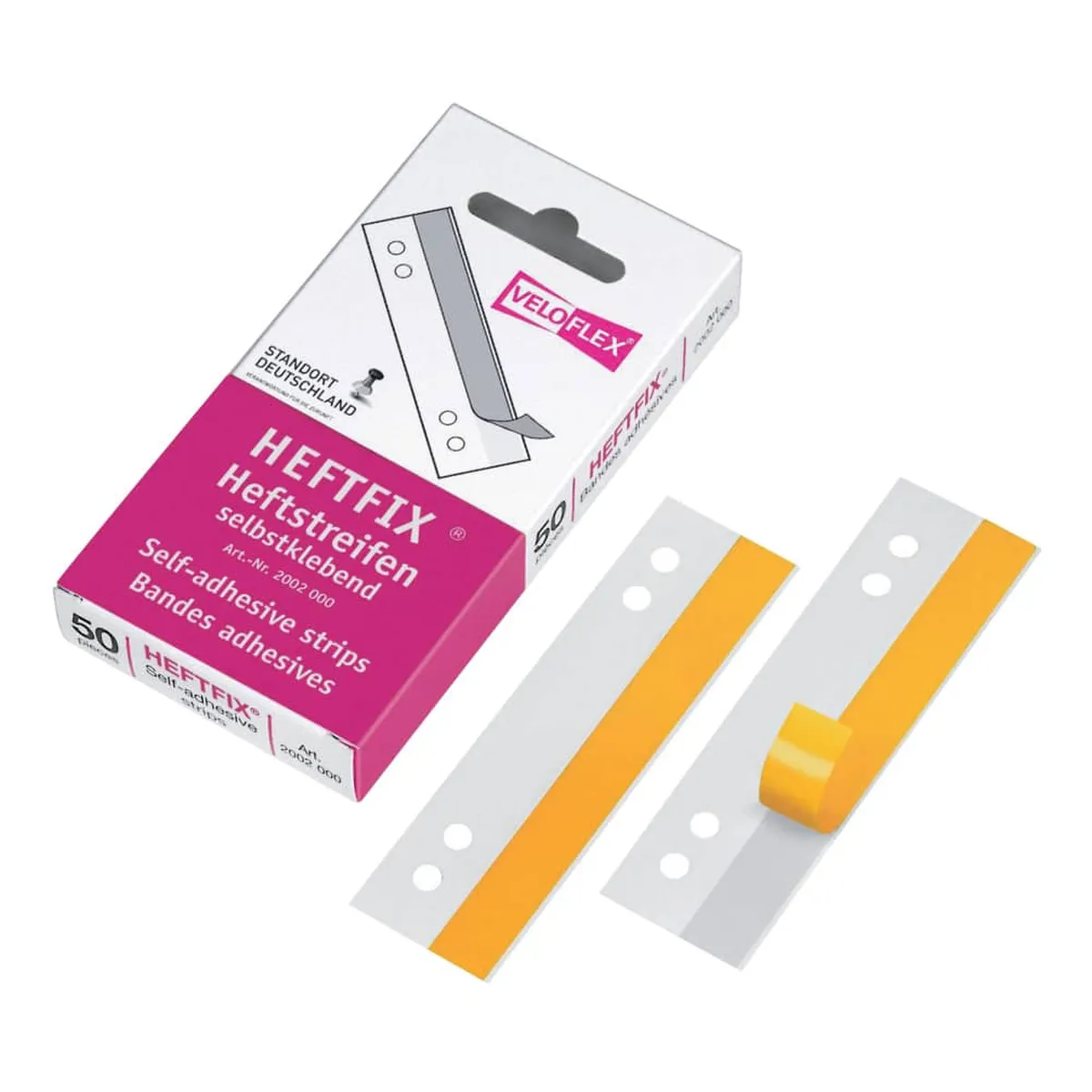 Veloflex Heftstreifen HEFTFIX® - selbstklebend, PVC, 105 mm, glasklar, 50 Stück