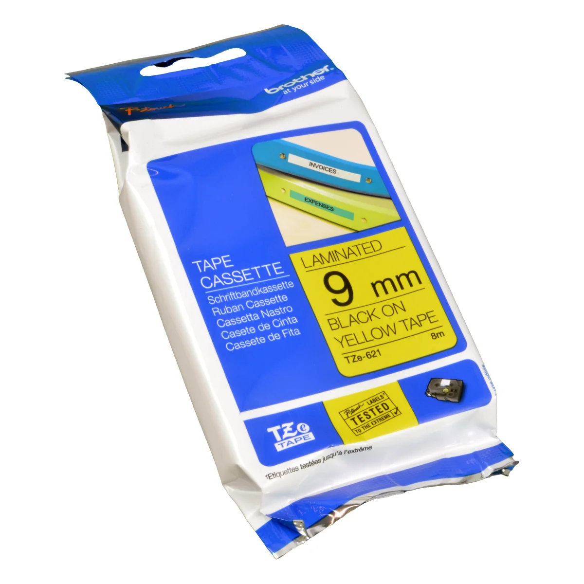 Brother Schriftband 9 mm TZE-621 schwarz auf gelb 8 m