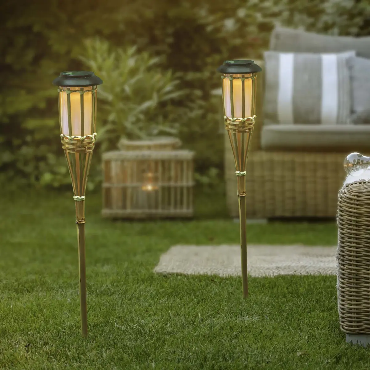 LED Solar Gartenfackel 2er Set