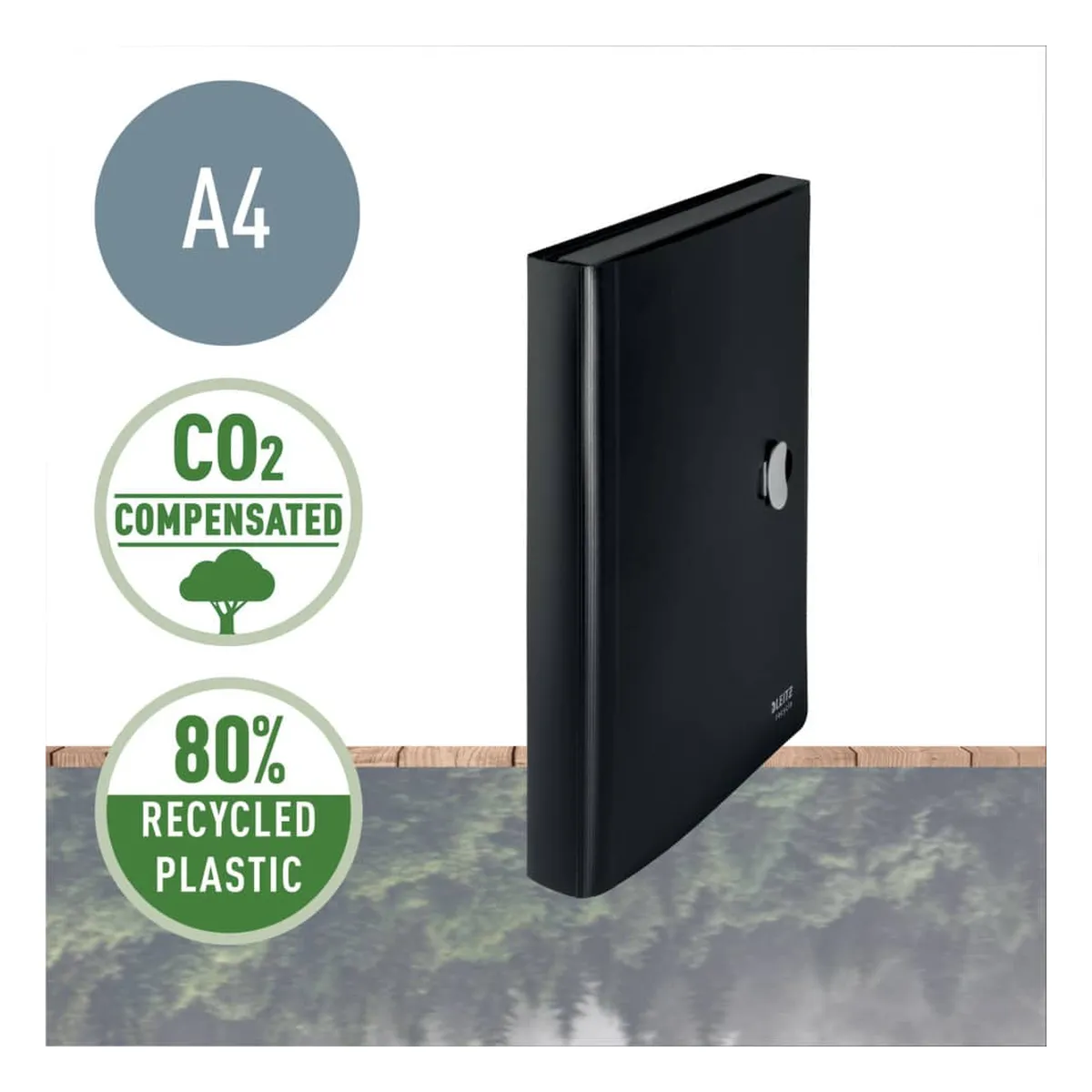 Leitz Fächermappe Recycle - A4, 5 Fächer, 250 Blatt, PP, , schwarz