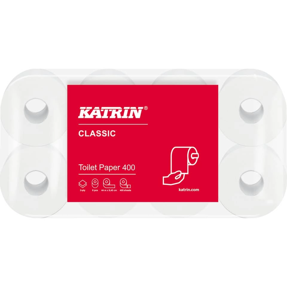 Toilettenpapier Classic Toilet 400 - 2-lagig, weiß, 6x 8 Rollen à 400 Blatt