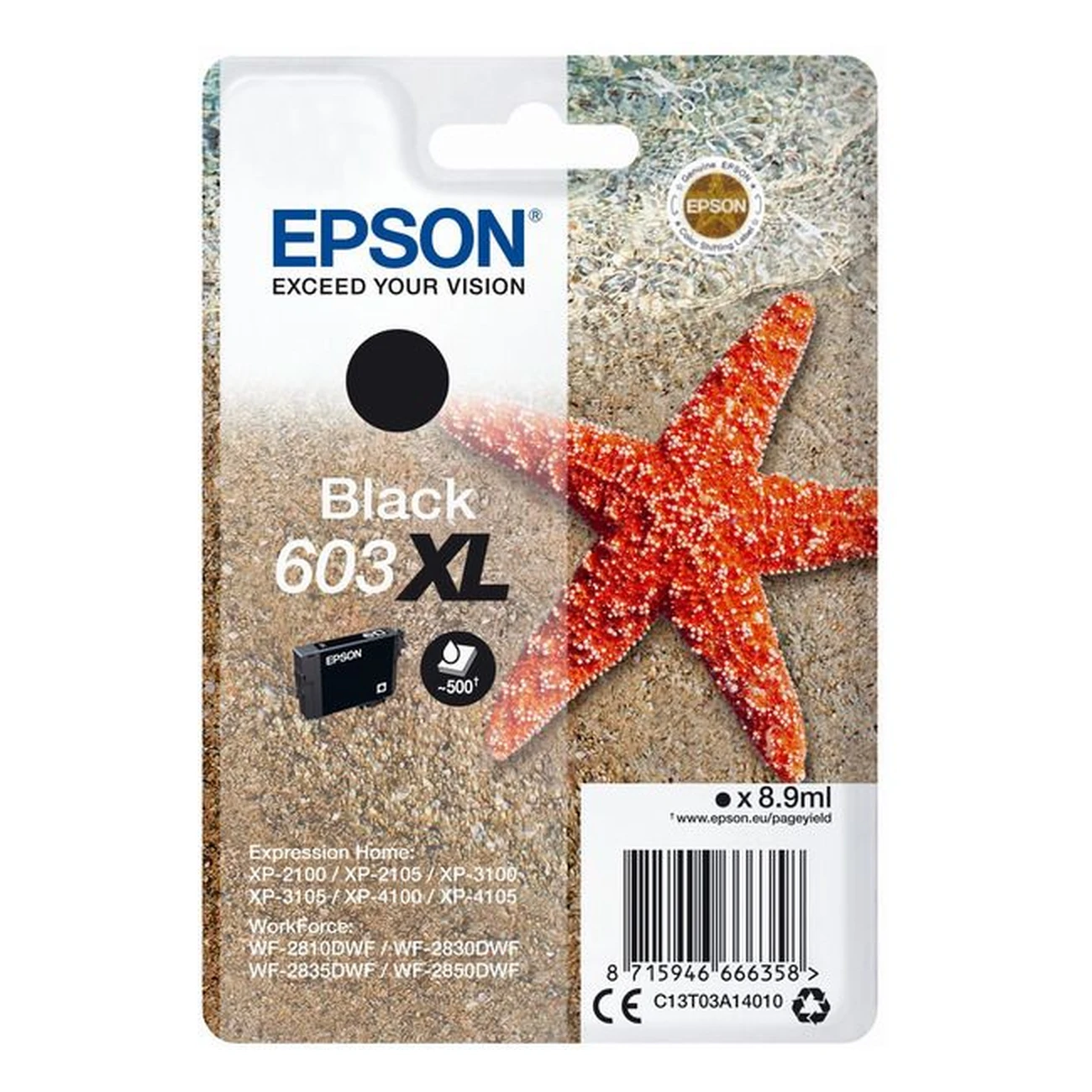Druckerpatrone Epson 603XL schwarz 8,9 ml | 500 Seiten (C13T03A14010)