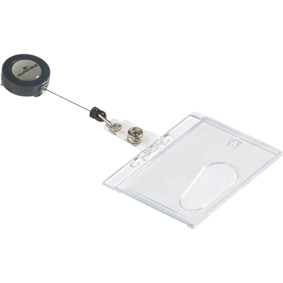 Durable Namensschild Hartbox mit Ausweiskartenhalter, transparent, 85 x 54 mm