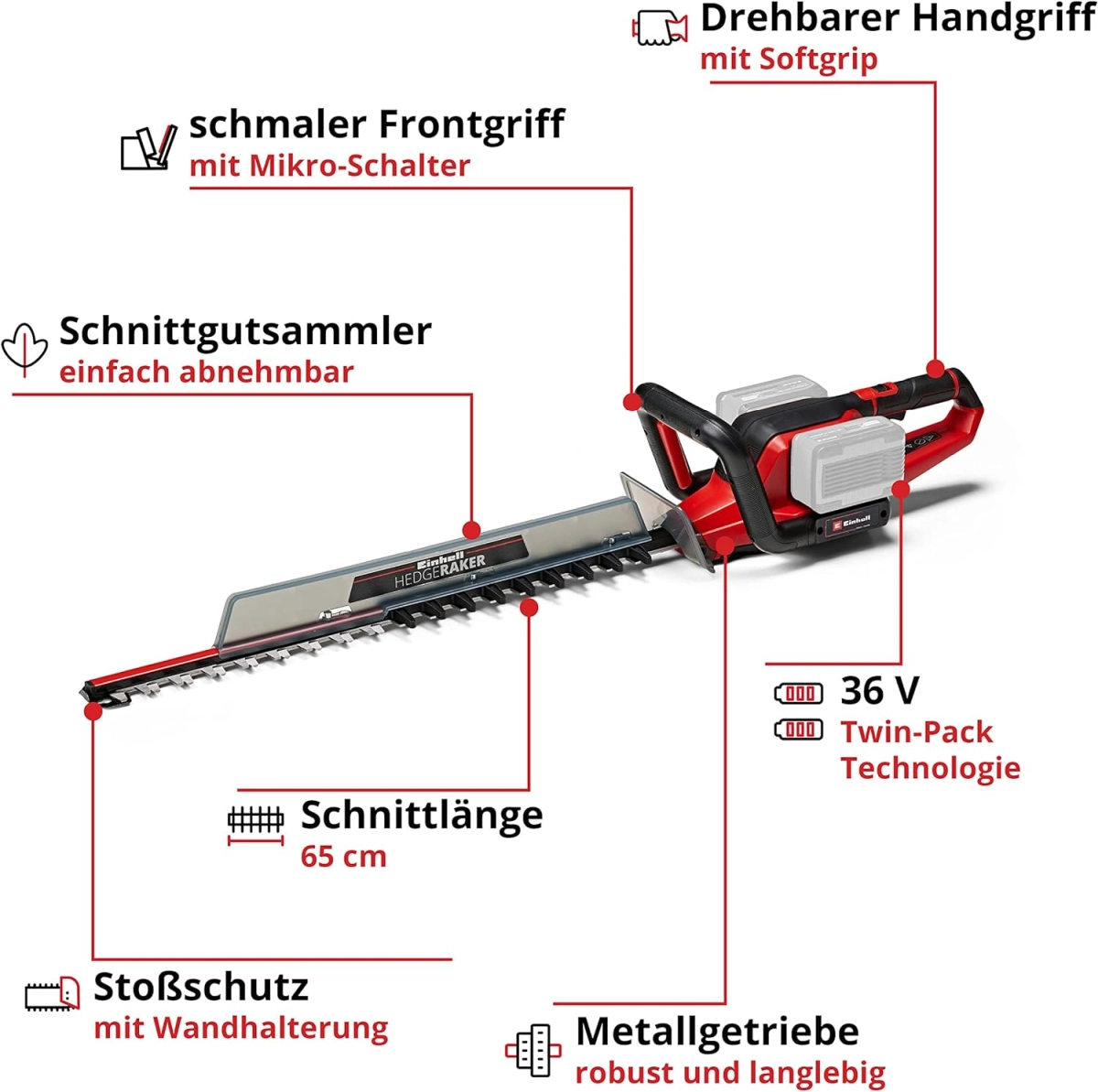 Einhell Akku-Heckenschere GE-CH 36/65 Li-Solo