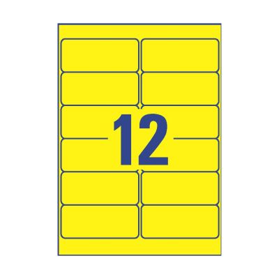 L6107-20 Folienetiketten - 99,1 x 42,3 mm, gelb, 240 Etiketten, ablösbar, wetterfest