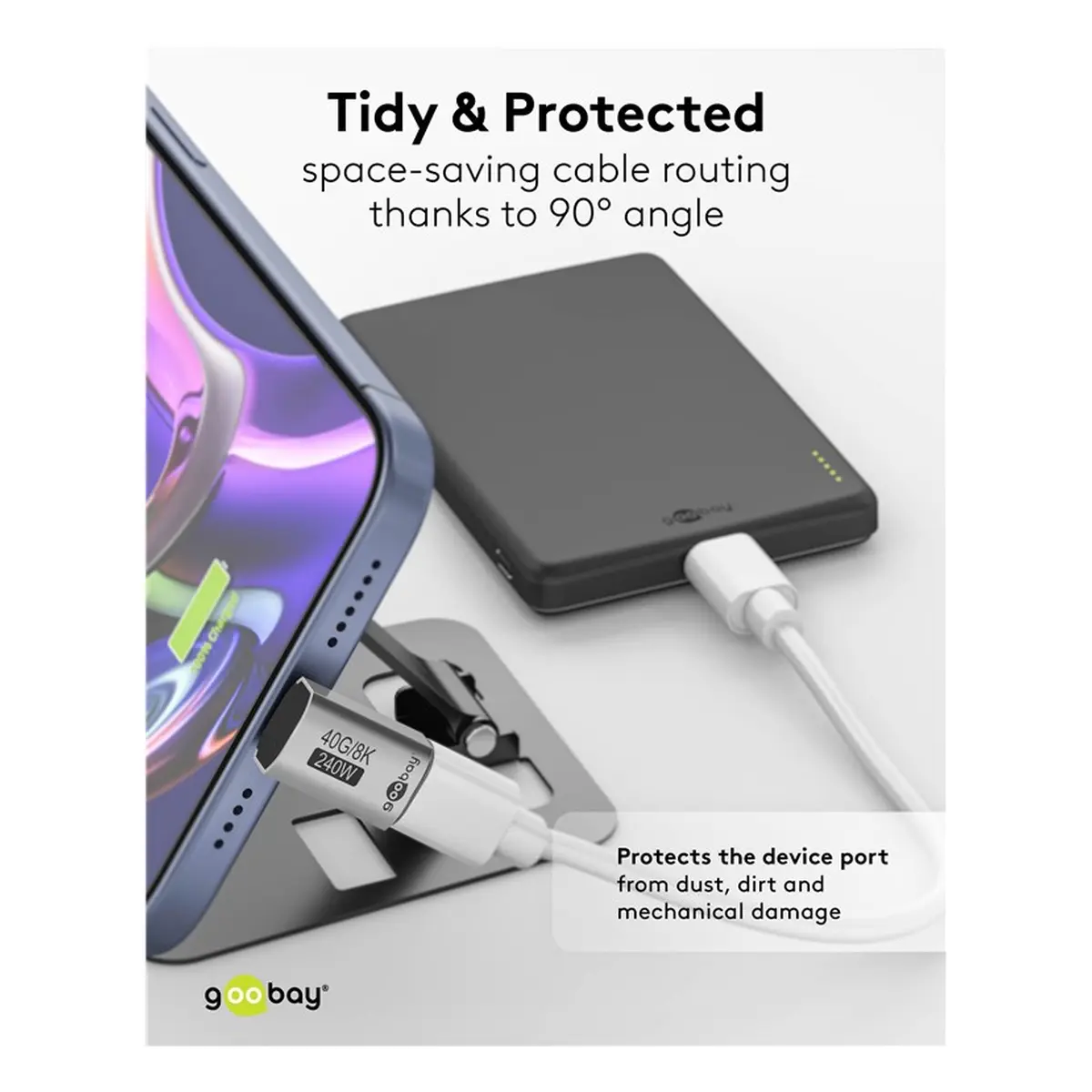 Goobay USB-C™-Adapter vertikal 90° lang, USB4™