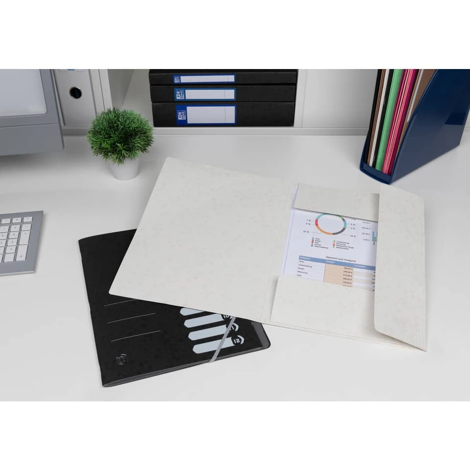 OXFORD Eckspannmappe TOP FILE+ - A4, 390 g/qm, Karton, Gummizug, beige