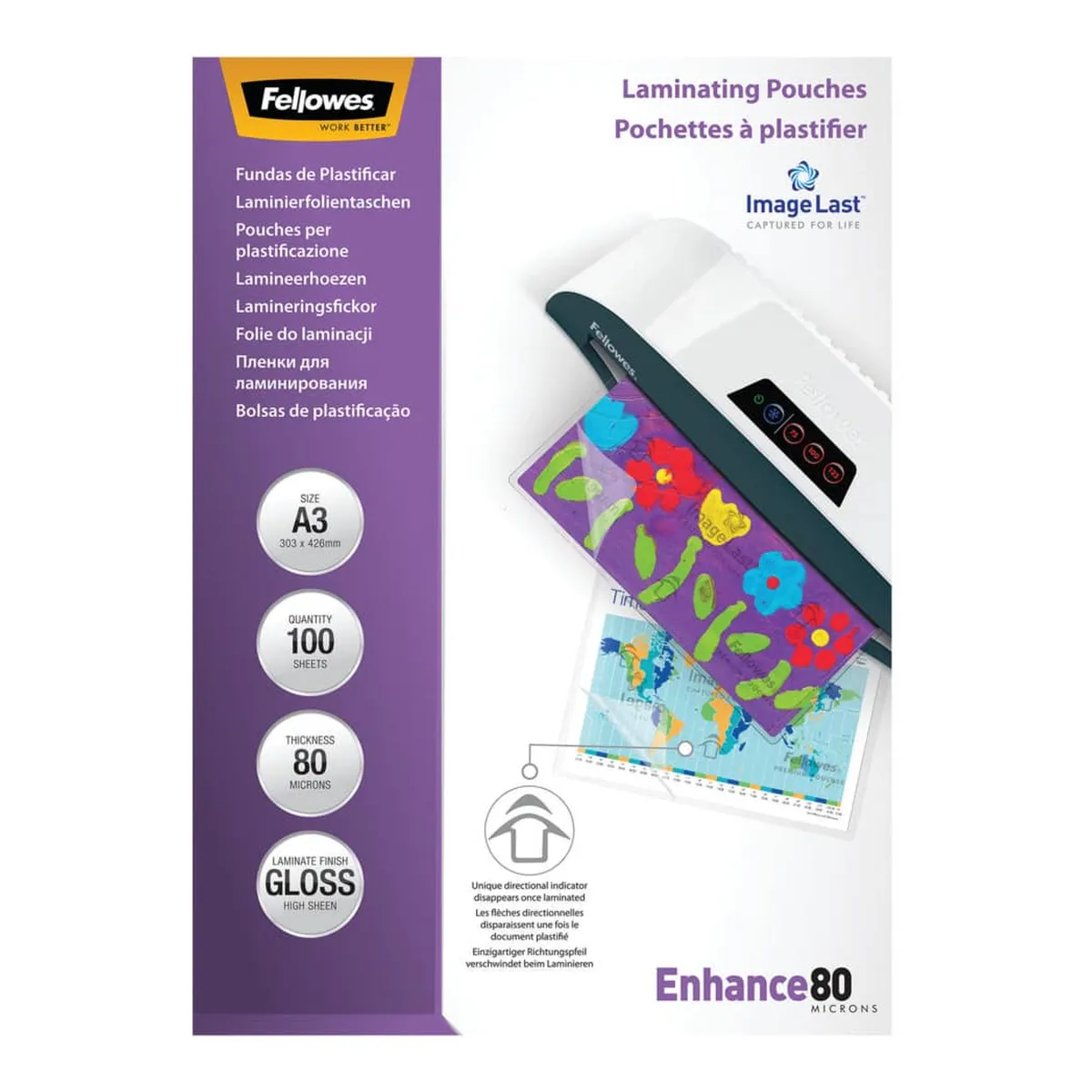 Fellowes Laminierfolie Enhance - A3, glänzend, 80 mym, 100 Stück