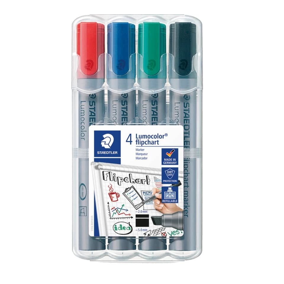 Flipchart-Marker Lumocolor® 356 B, nachfüllbar, STAEDTLER Box mit 4 Farben
