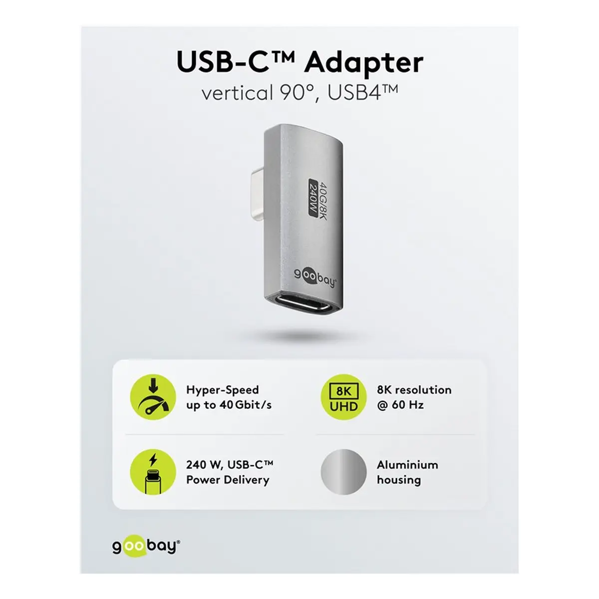 Goobay USB-C™-Adapter vertikal 90° rotiert, USB4™