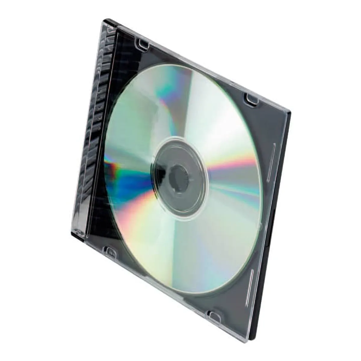 Q-Connect CD-Boxen Standard - Slim Line für 1 CD/DVD, transparent/schwarz, Packung mit 25 Stück