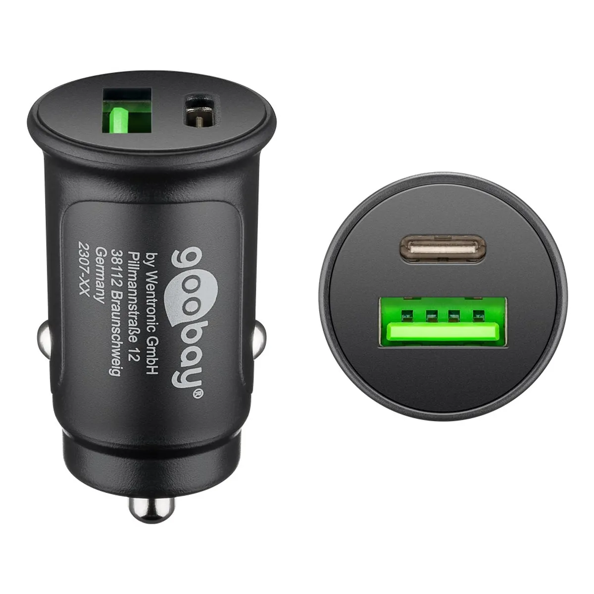 Goobay Dual-USB Auto Schnellladegerät USB-C™ PD (Power Delivery)