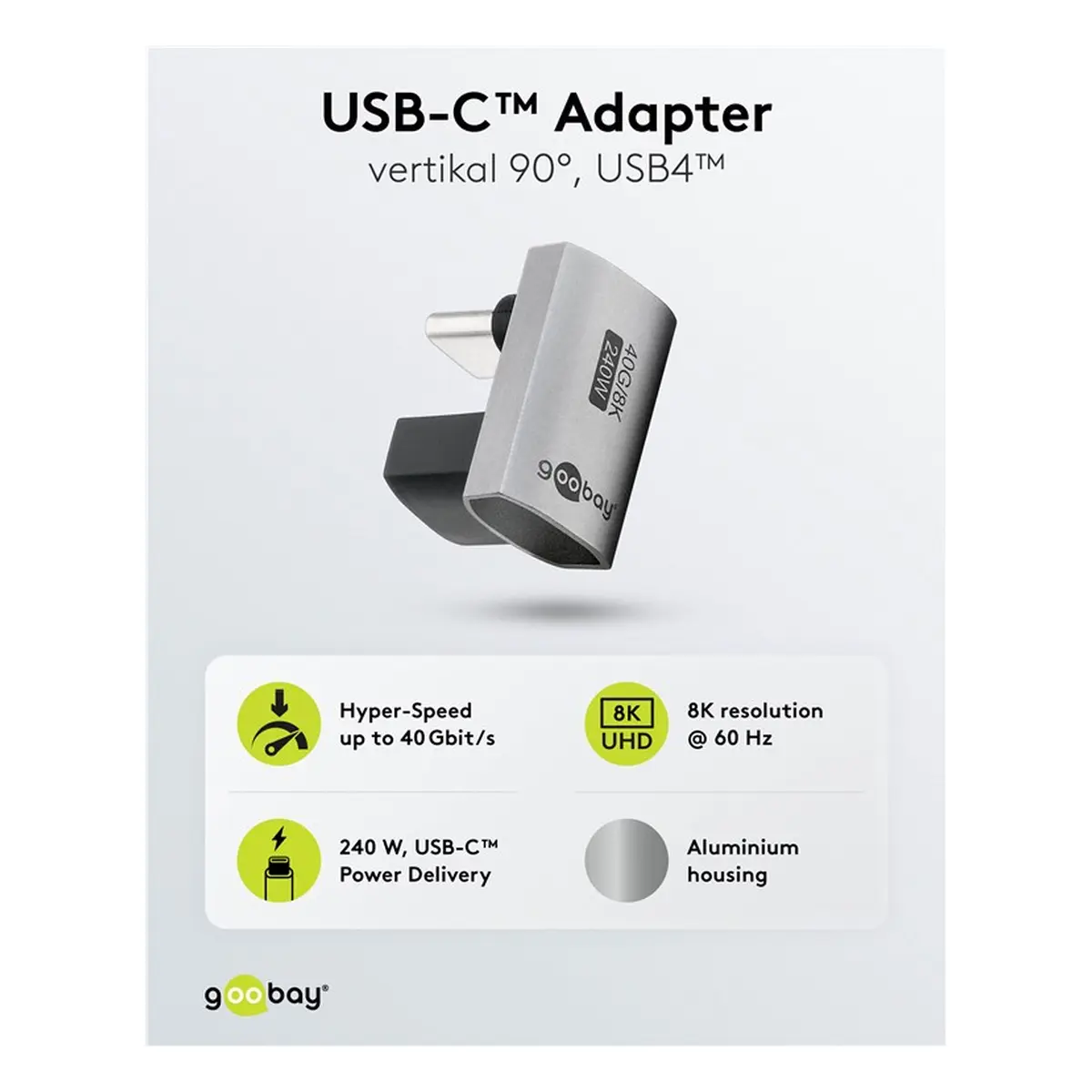 Goobay USB-C™-Adapter vertikal 90° kurz, USB4™