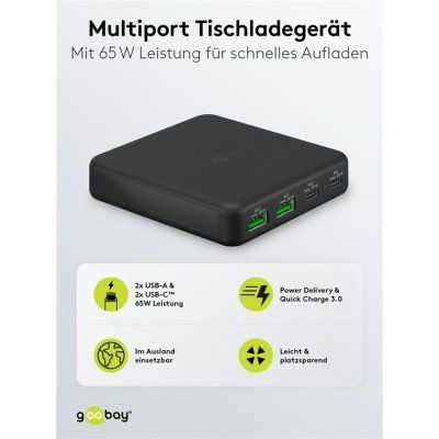 Goobay Multiport 4-fach Tischladegerät (65 W) schwarz