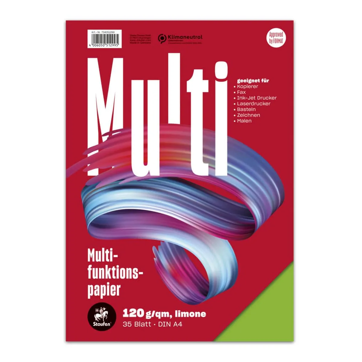 Staufen Multifunktionspapier 7X PLUS - A4, 120 g/qm, limone, 35 Blatt