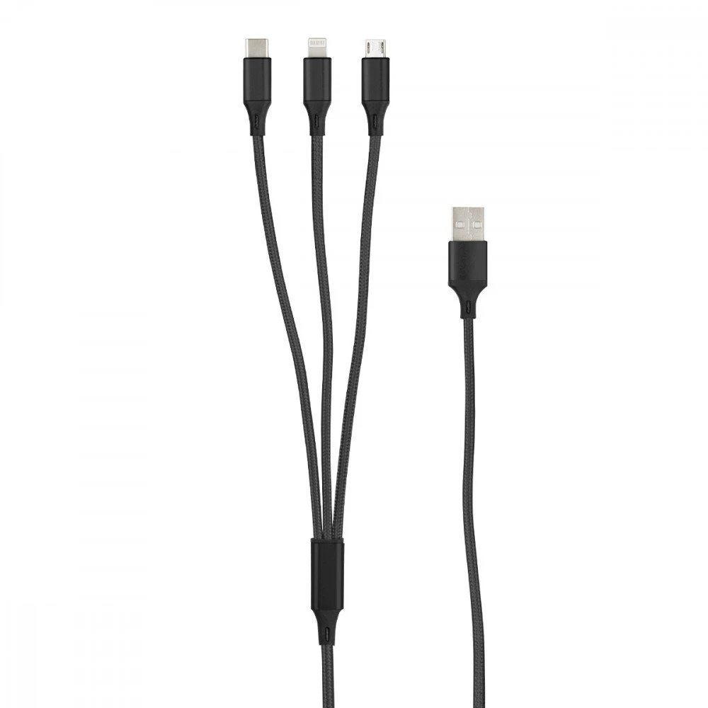 Essential Ladekabel TypC/8-PIN/Micro USB 1.2M schwarz