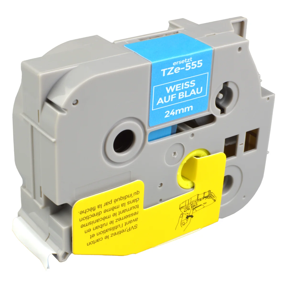 Brother TZE-555 alternatives Beschriftungsband 'weiß auf blau' 24mm x 8m - Digital Revolution
