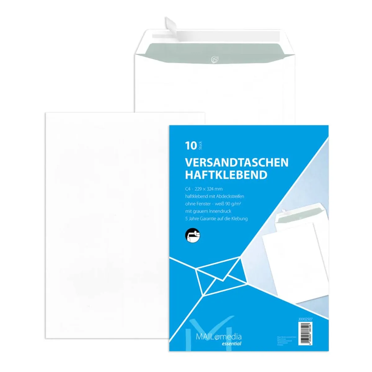 mayer-network Versandtaschen C4 , ohne Fenster, haftklebend, 90 g/qm, weiß, 10 Stück