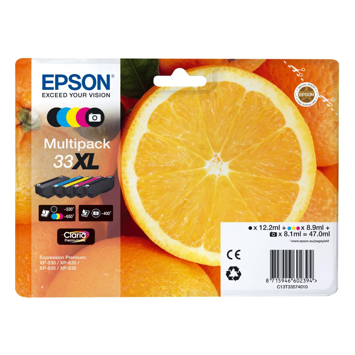 Druckerpatronen MultiPack Epson 33XL schwarz cyan magenta gelb (C13T33574010)