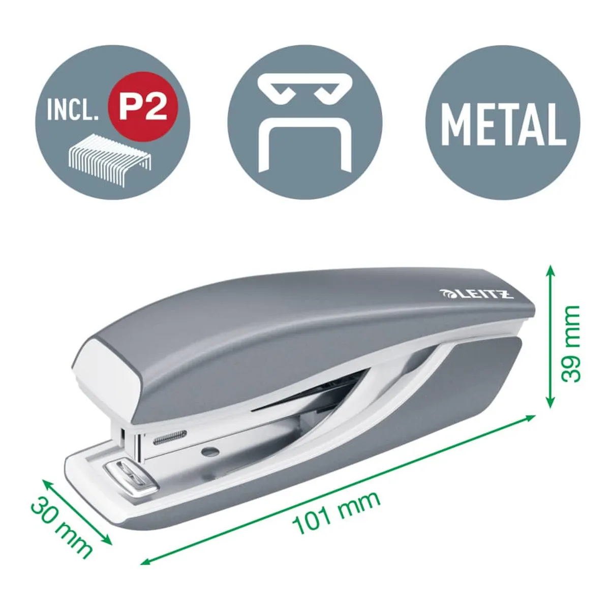 Leitz Set Mini Locher Heftgerät NeXXt WOW - grün metallic