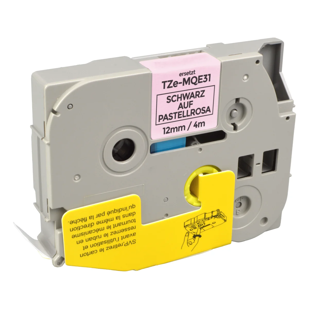 Brother TZE-MQE31 alternatives Beschriftungsband 'schwarz auf pastell rosa' 12mm x 4m - Digital Revolution